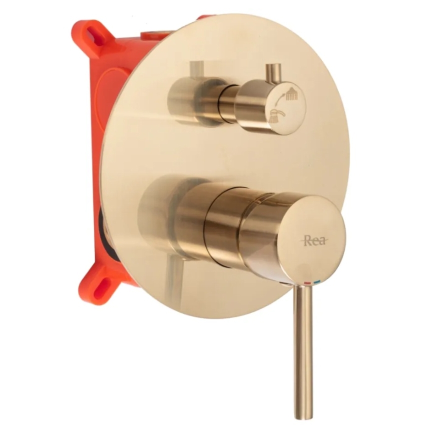 REA-P6609 - Duschset med termostatisk inbyggnadsblandare LUNGO, borstad guldfinish