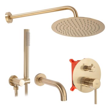 REA-P6609 - Duschset med termostatisk inbyggnadsblandare LUNGO, borstad guldfinish