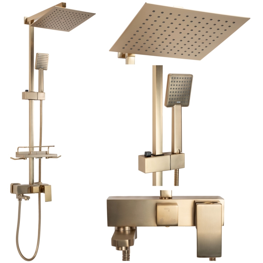 REA-P7050 - Duschset med blandare JACK i borstat guld