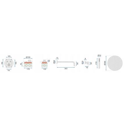 REA-P8551 - Duschset med termostatisk inbyggd blandare LUNGO i borstat guld