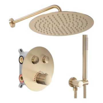 REA-P8551 - Duschset med termostatisk inbyggd blandare LUNGO i borstat guld