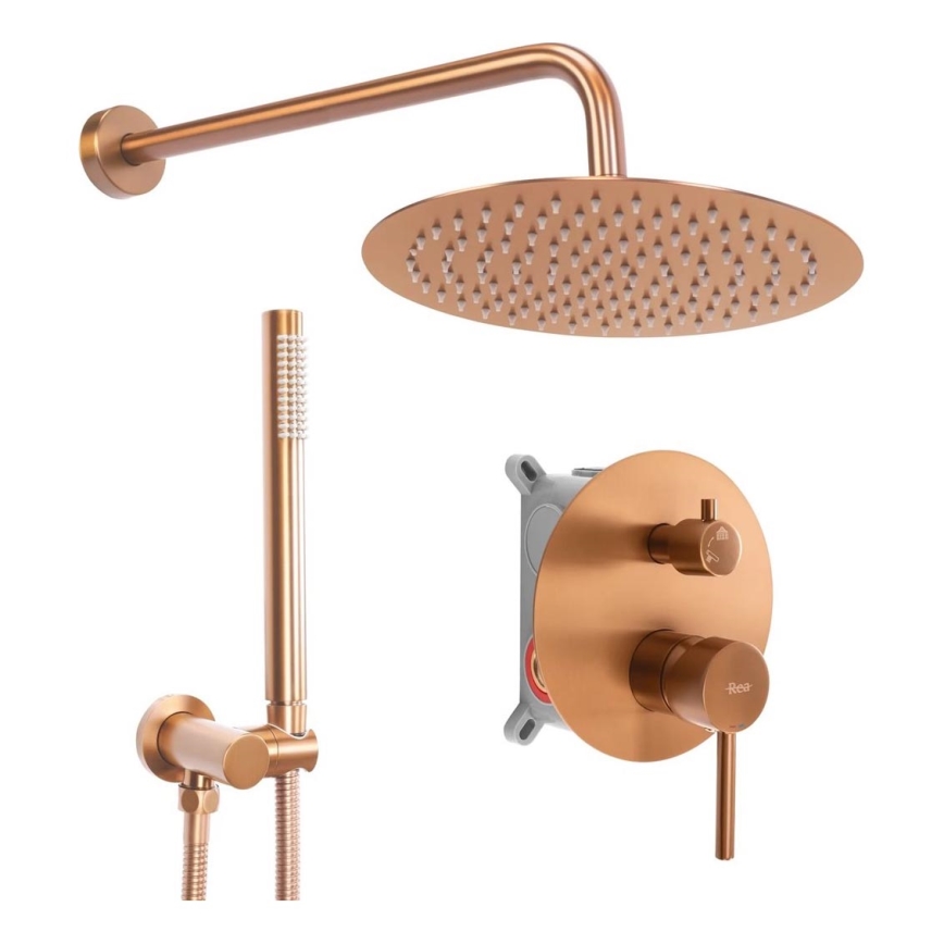 REA-P8809 - Duschset med infälld LUNGO-blandare i borstad koppar