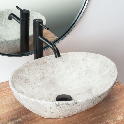REA-U0165 - Tvättställ för bänkskiva SOFIA 34,5x41 cm keramik/ljus sten