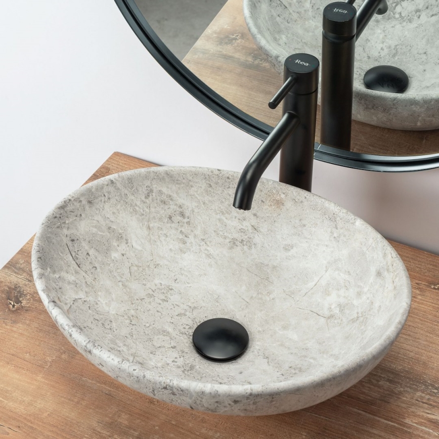 REA-U0165 - Tvättställ för bänkskiva SOFIA 34,5x41 cm keramik/ljus sten