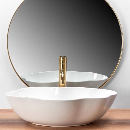REA-U0265 - Handfat för bänkskiva PEARL 38x50,5 cm keramik/blank vit