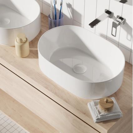 REA-U0600 - Ovanpåliggande tvättställ ALMA 36x57 cm, keramik, blank vit