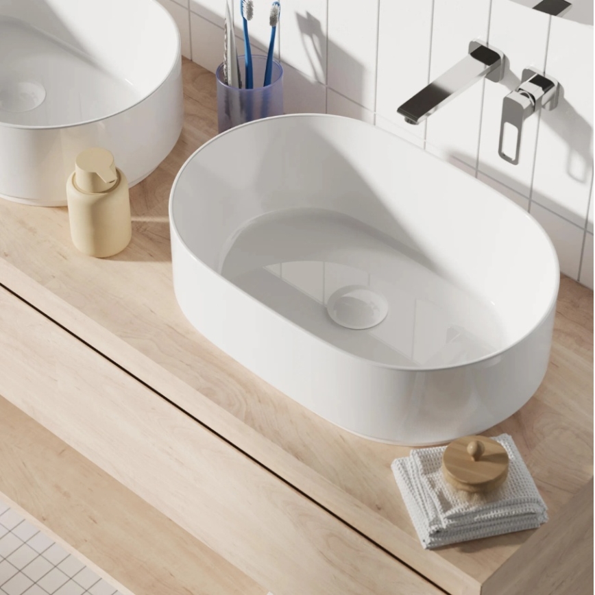 REA-U0600 - Ovanpåliggande tvättställ ALMA 36x57 cm, keramik, blank vit
