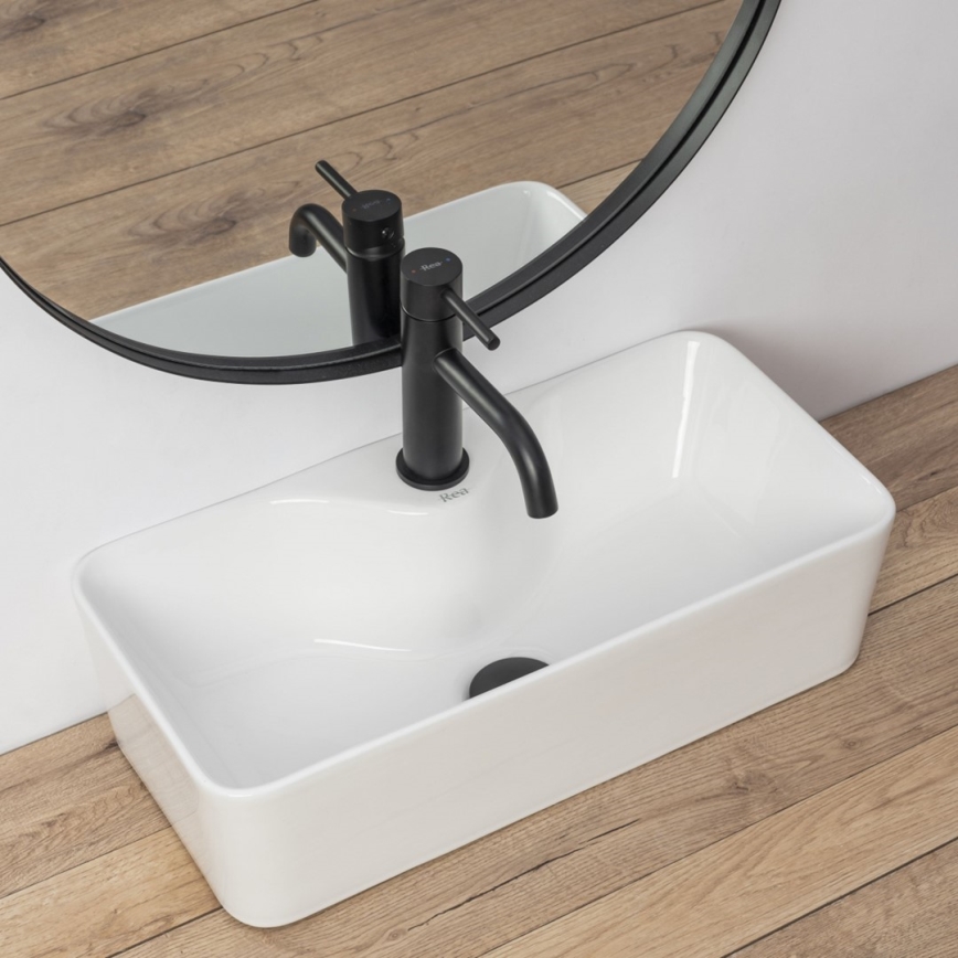 REA-U0699 - Handfat för bänkskiva MERY 25x50,5 cm keramik/blank vit