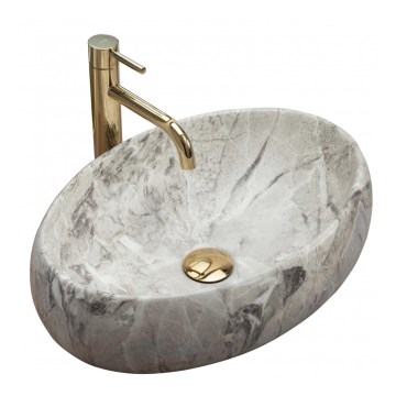 REA-U1020 - Tvättställ LINDA för bänkskiva 34 x 48,5 cm, keramik/stensimitation