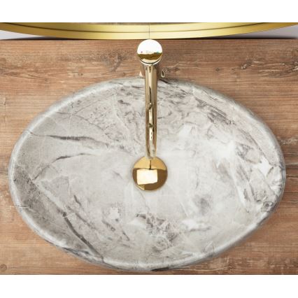 REA-U1020 - Tvättställ LINDA för bänkskiva 34 x 48,5 cm, keramik/stensimitation