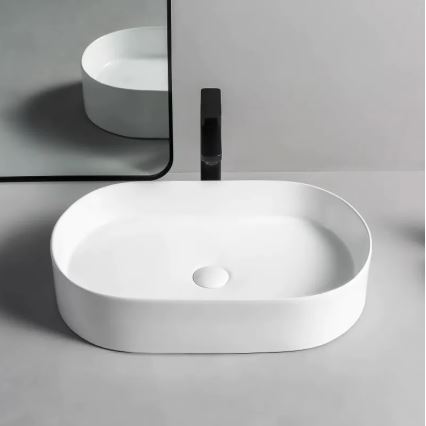 REA-U1055 - Tvättställ för bänkskiva NADIA 38,5x61 cm keramik/blank vit