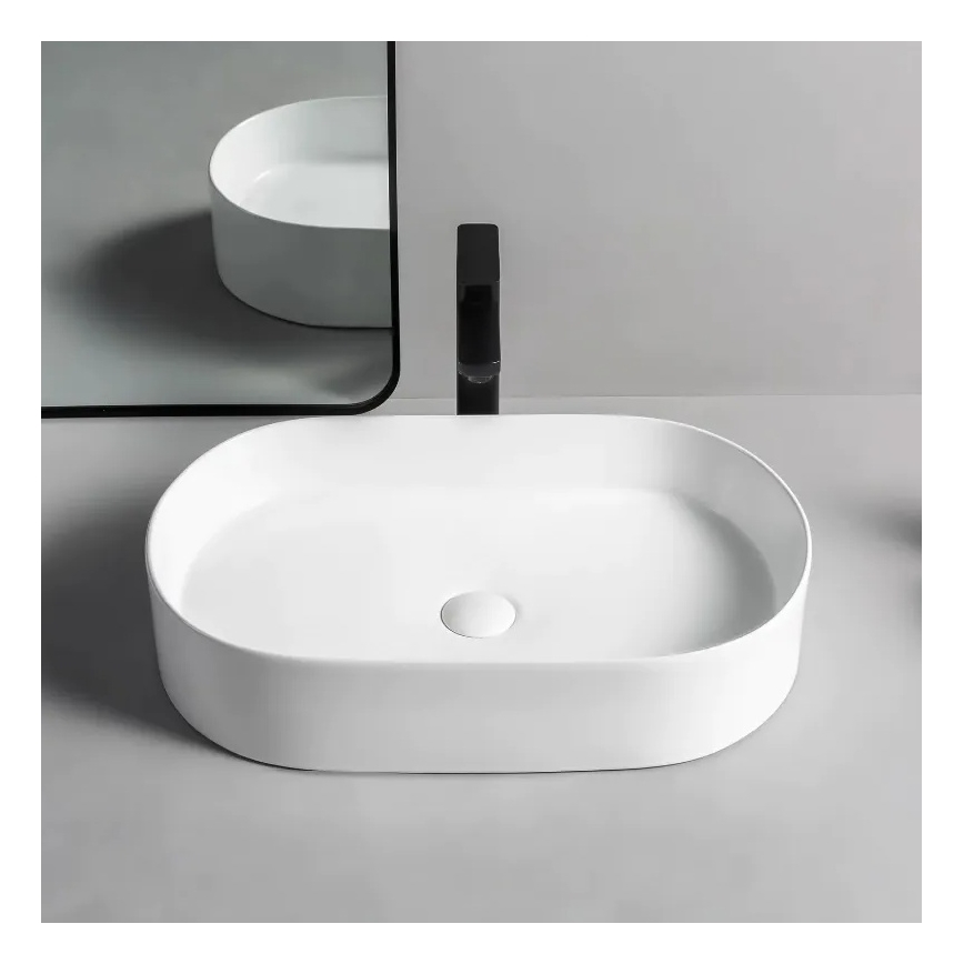 REA-U1055 - Tvättställ för bänkskiva NADIA 38,5x61 cm keramik/blank vit