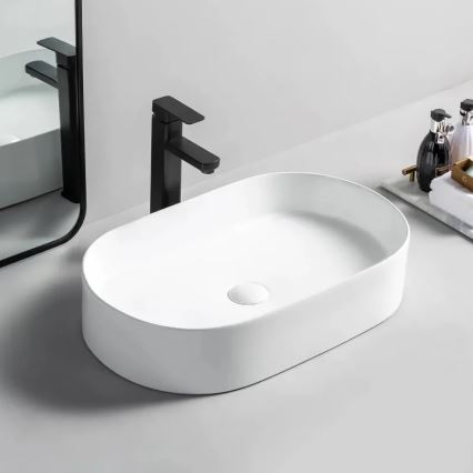 REA-U1055 - Tvättställ för bänkskiva NADIA 38,5x61 cm keramik/blank vit