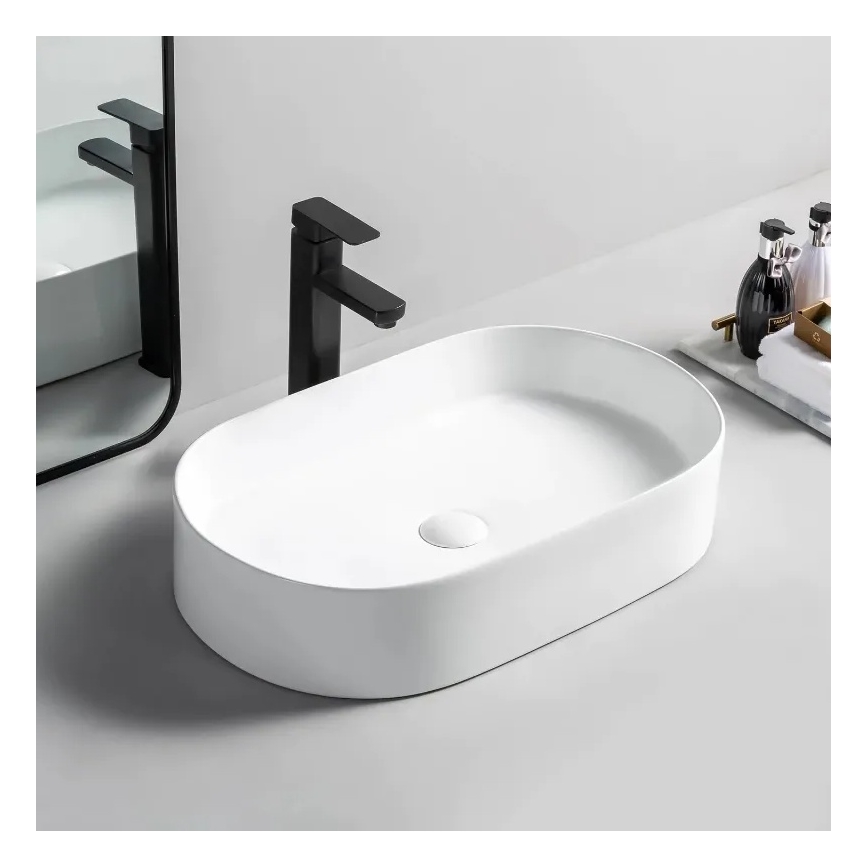 REA-U1055 - Tvättställ för bänkskiva NADIA 38,5x61 cm keramik/blank vit