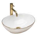 REA-U3287 - Handfat för bänkskiva SOFIA 34,5 x 41 cm keramik/blank vit/guld