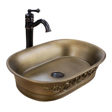 REA-U3305 - Tvättställ för bänkskiva WILMA RUSTIC 38x55 cm, i keramik med kopparfinish