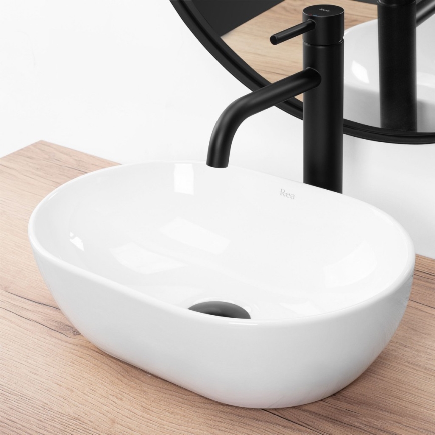 REA-U3322 - Tvättställ för bänkskiva AMELIA MINI 26x38 cm keramik/glänsande vit