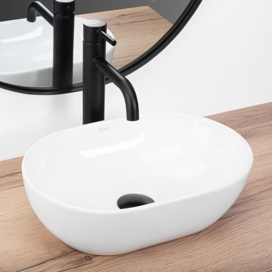 REA-U3322 - Tvättställ för bänkskiva AMELIA MINI 26x38 cm keramik/glänsande vit