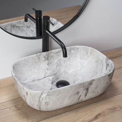 REA-U3800 - Tvättställ för bänkskiva LIVIA 33,5x46,5 cm keramik/grå/stenimitation