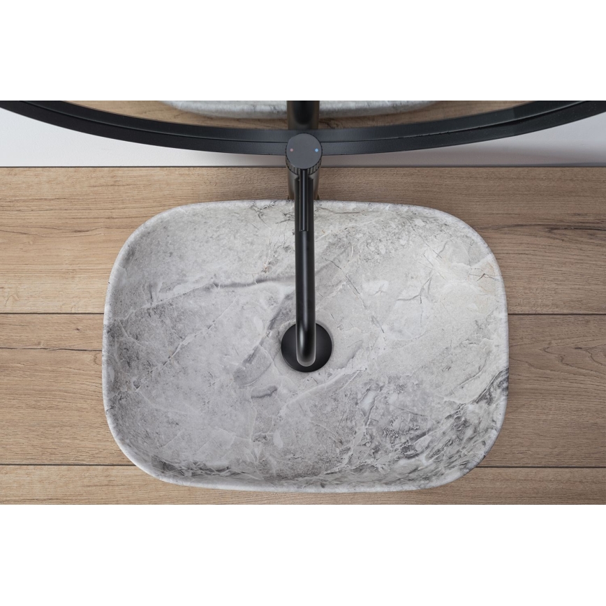 REA-U3800 - Tvättställ för bänkskiva LIVIA 33,5x46,5 cm keramik/grå/stenimitation