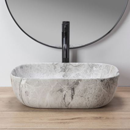 REA-U3800 - Tvättställ för bänkskiva LIVIA 33,5x46,5 cm keramik/grå/stenimitation