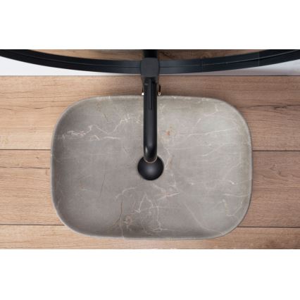 REA-U3802 - Handfat för bänkskiva LIVIA 33,5x46,5 cm keramik/grå/marmordekor