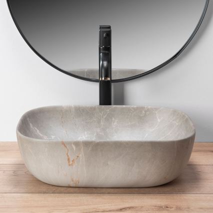 REA-U3802 - Handfat för bänkskiva LIVIA 33,5x46,5 cm keramik/grå/marmordekor