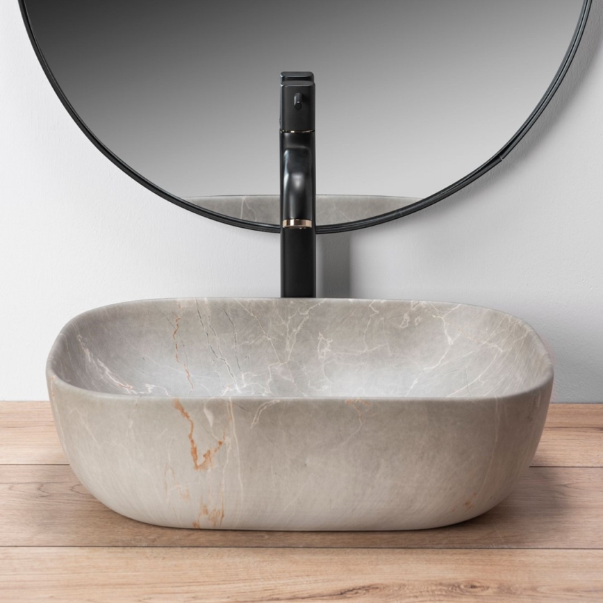 REA-U3802 - Handfat för bänkskiva LIVIA 33,5x46,5 cm keramik/grå/marmordekor
