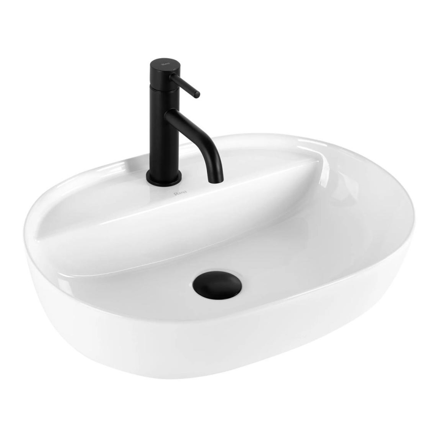 REA-U4620 - Handfat för bänkskiva AURA 38,5x50,5 cm keramik/blankvit