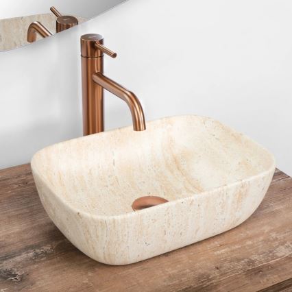 REA-U4700 - Handfat för bänkskiva BELINDA 25x36 cm keramik/beige/stenimitation