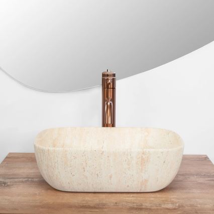 REA-U4700 - Handfat för bänkskiva BELINDA 25x36 cm keramik/beige/stenimitation