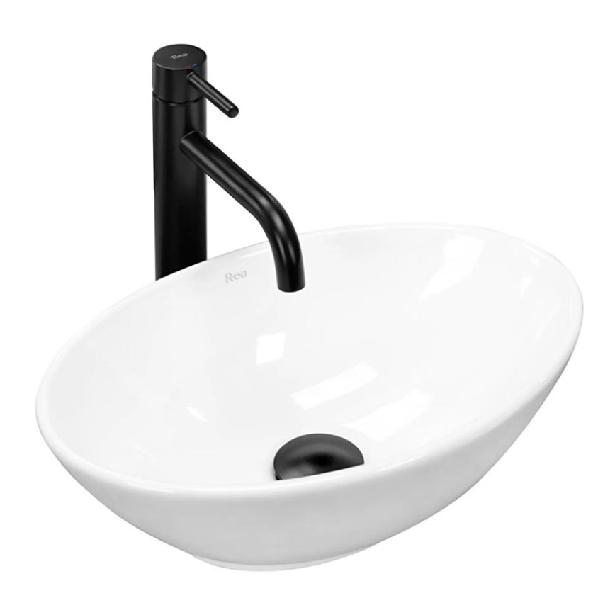 REA-U5804 - Påliggande handfat PAMELA MINI 26,5x40 cm keramik/glänsande vit