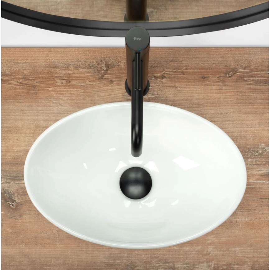 REA-U5804 - Påliggande handfat PAMELA MINI 26,5x40 cm keramik/glänsande vit