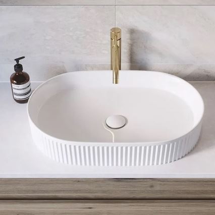 REA-U6526 - Tvättställ för bänkskiva VANDA 34x60 cm keramik/blank vit