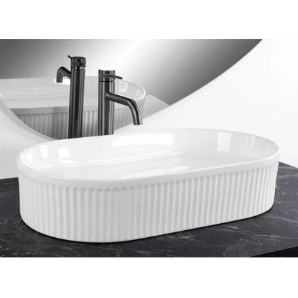 REA-U6526 - Tvättställ för bänkskiva VANDA 34x60 cm keramik/blank vit