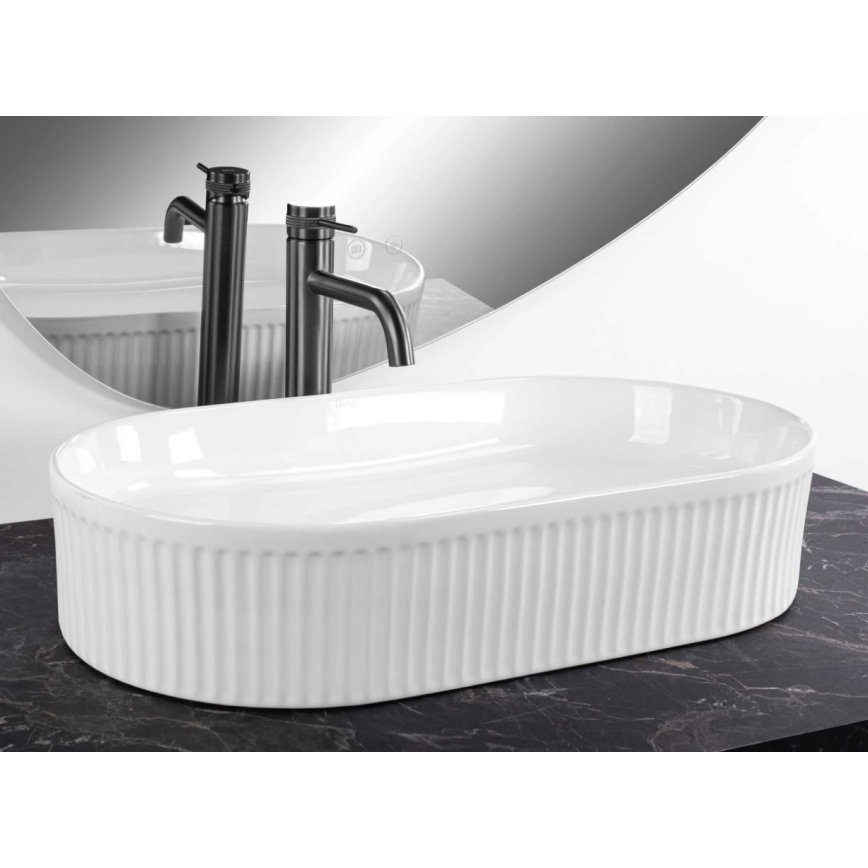 REA-U6526 - Tvättställ för bänkskiva VANDA 34x60 cm keramik/blank vit