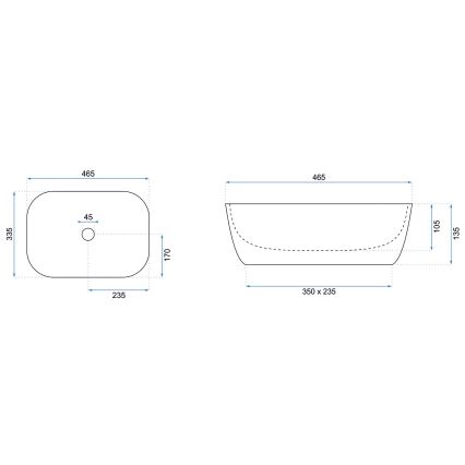 REA-U6596 - Handfat för bänkskiva BELINDA 33,5x46,5 cm keramik/marmordekor