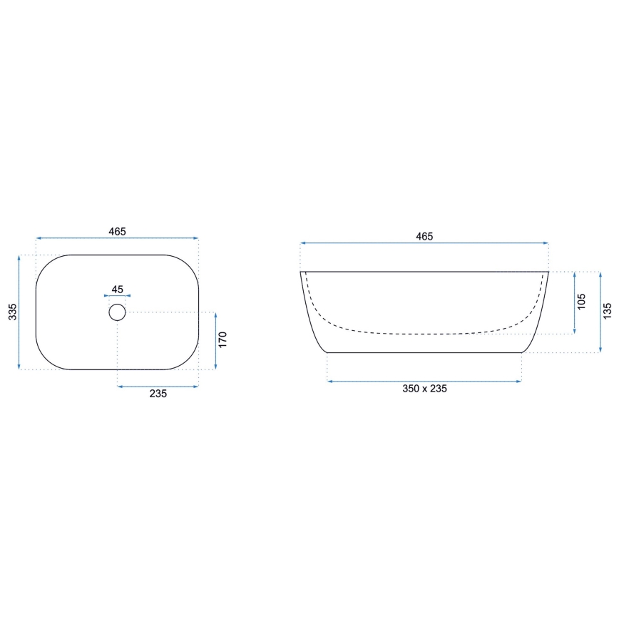 REA-U6596 - Handfat för bänkskiva BELINDA 33,5x46,5 cm keramik/marmordekor