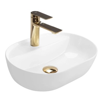 REA-U6617 - AURA handfat för bänkskiva 30 x 42 cm, keramik/blank vit