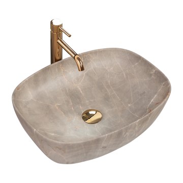 REA-U6647 - Tvättställ för bänkskiva FREJA 39,5x51 cm keramik/grå/marmordekor