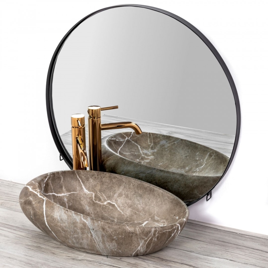 REA-U6650 - Tvättställ för bänkskiva ROXY 31x49 cm keramik/grå/marmordekor