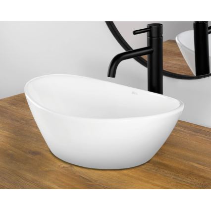 REA-U6802 - Tvättställ för bänkskiva KATE 27x45 cm keramik/högblank vit