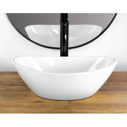 REA-U6802 - Tvättställ för bänkskiva KATE 27x45 cm keramik/högblank vit