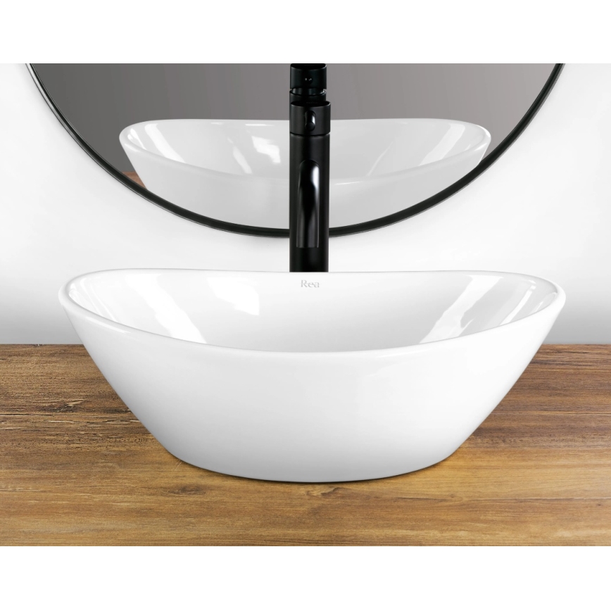 REA-U6802 - Tvättställ för bänkskiva KATE 27x45 cm keramik/högblank vit