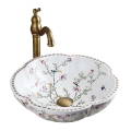 REA-U7504 - Tvättställ för bänkskiva FELICIA Ø 42,5 cm keramik/blommönster