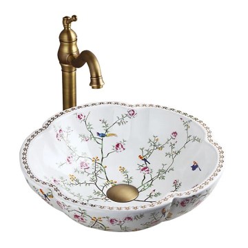 REA-U7504 - Tvättställ för bänkskiva FELICIA Ø 42,5 cm keramik/blommönster