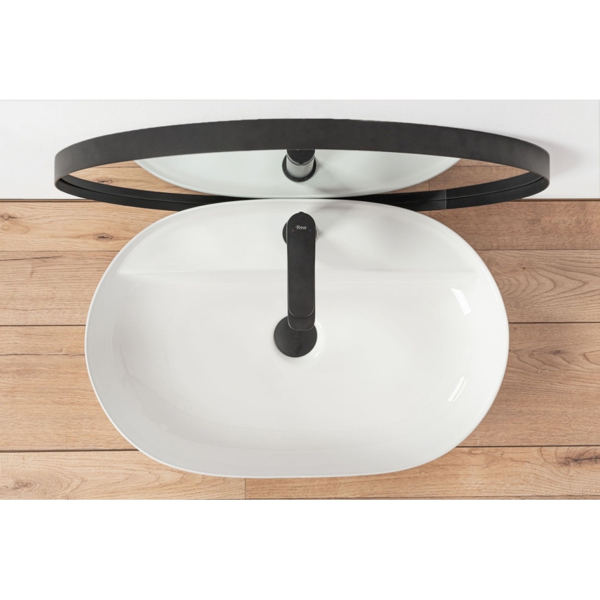 REA-U7900 - Tvättställ för bänkskiva AURA 40,5x60,5 cm keramik/blank vit