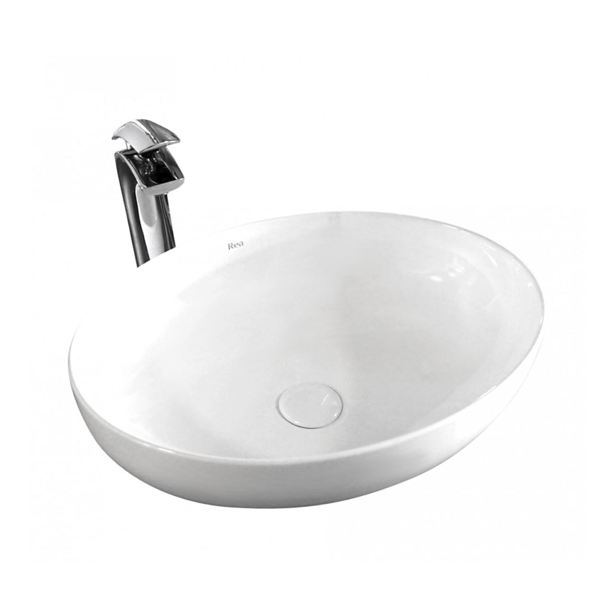 REA-U8198 - Tvättställ för bänkskiva CAROLA SLIM 39x51,5 cm keramik/blank vit