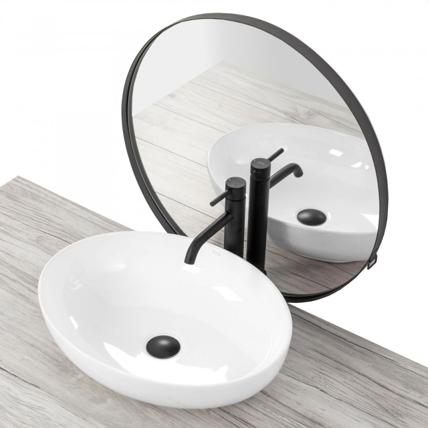 REA-U8198 - Tvättställ för bänkskiva CAROLA SLIM 39x51,5 cm keramik/blank vit