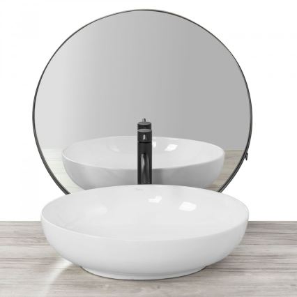 REA-U8198 - Tvättställ för bänkskiva CAROLA SLIM 39x51,5 cm keramik/blank vit